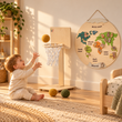 BusyKids mappa del mondo in legno con figure magnetiche di animali