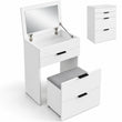 Toeletta 3 in 1 RUBI con specchio, sgabello, vano portaoggetti e cassetti – Bianco