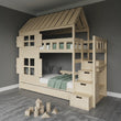 BusyKids Letto a castello a forma di casetta DREAM-HOUSE MAX con scala contenitore 90 x 200 cm