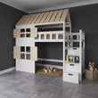 BusyKids Letto a soppalco basso a forma di casetta GALAXY-HOUSE MAX con scala contenitore 90 x 200 cm