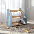 Libreria montessoriana + Scaffale portagiochi Set - celeste / rosa