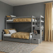 Letto a castello BusyKids LUMI-MAX con scala contenitore 90 x 200 / 120 x 200 cm