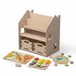 Scaffale 2-in-1 + Contenitore per giochi ×2 + contenuto a scelta — Set BusyKids · Primi incastri [fill:sorters]