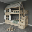 BusyKids Letto a castello a forma di casetta DREAM-HOUSE MAX con scala contenitore 90 x 200 cm