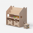 Scaffale 2-in-1 + Contenitore per giochi ×2 + contenuto a scelta — Set BusyKids · Cubo attività e incastro [fill:cube]