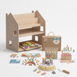 Scaffale 2-in-1 + Box Montessori da 36 mesi + contenuto a scelta — Set BusyKids · Cucina: alimenti [fill:kitchenProps]