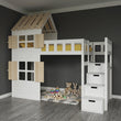 BusyKids Letto a soppalco GALAXY-HOUSE con mezzo tetto e scala contenitore 90 x 200 cm