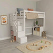 BusyKids LOFTI-MAX letto a soppalco in legno 90 × 200 cm con scala contenitore