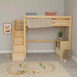 BusyKids LOFTI-MAX letto a soppalco in legno 90 × 200 cm con scala contenitore