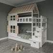 BusyKids Letto a castello a forma di casetta DREAM-HOUSE MAX con scala contenitore 90 x 200 cm