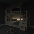 BusyKids Letto a castello a forma di casetta DREAM-HOUSE MAX con scala contenitore 90 x 200 cm