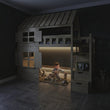 BusyKids Letto a soppalco basso a forma di casetta GALAXY-HOUSE MAX con scala contenitore 90 x 200 cm