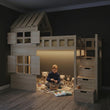 BusyKids Letto a soppalco GALAXY-HOUSE con mezzo tetto e scala contenitore 90 x 200 cm