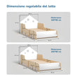 Letto Montessori evolutivo con LED illuminazione a forma di casa