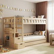 BusyKids Letto a castello TOTO-TWIN MAX con scala e spazio contenitore 200x90 cm