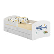 Letto per bambini LUK-ONE con barriera di protezione e cassetto contenitore
