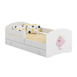 Letto per bambini LUK-ONE con barriera di protezione e cassetto contenitore