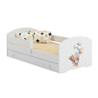 Letto per bambini LUK-ONE con barriera di protezione e cassetto contenitore