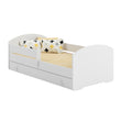 Letto per bambini LUK-ONE con barriera di protezione e cassetto contenitore