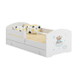 Letto per bambini LUK-ONE con barriera di protezione e cassetto contenitore