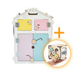 Casetta Montessori in Legno Bianco Pastello e Busy Cube set