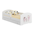 Letto per bambini LUK-ONE con barriera di protezione e cassetto contenitore