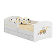 Letto per bambini LUK-ONE con barriera di protezione e cassetto contenitore