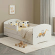 Letto per bambini LUK-ONE con barriera di protezione e cassetto contenitore
