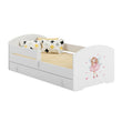 Letto per bambini LUK-ONE con barriera di protezione e cassetto contenitore