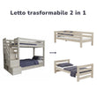 BusyKids Letto a castello MIRA-ONE 2-in-1 con scala laterale e vano contenitore 90 x 200 cm