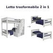 BusyKids Letto a castello MIRA-MAX 2-in-1 con scala frontale contenitore 90 x 200 cm
