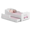 Letto per bambini ANNA-MAX con letto aggiuntivo 145×80 cm – con grafica e materasso