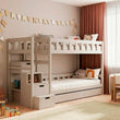 BusyKids Letto a castello TOTO-TWIN MAX con scala e spazio contenitore 200 x 90 cm