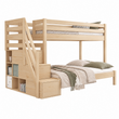 Letto a castello in legno BusyKids HAPPY per 3 persone con scala contenitore