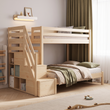 Letto a castello in legno BusyKids HAPPY per 3 persone con scala contenitore