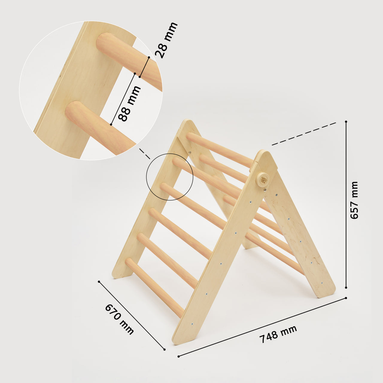 Triangolo Pikler + 2 tavole bifacciali + altalena BusyKids in legno (g –