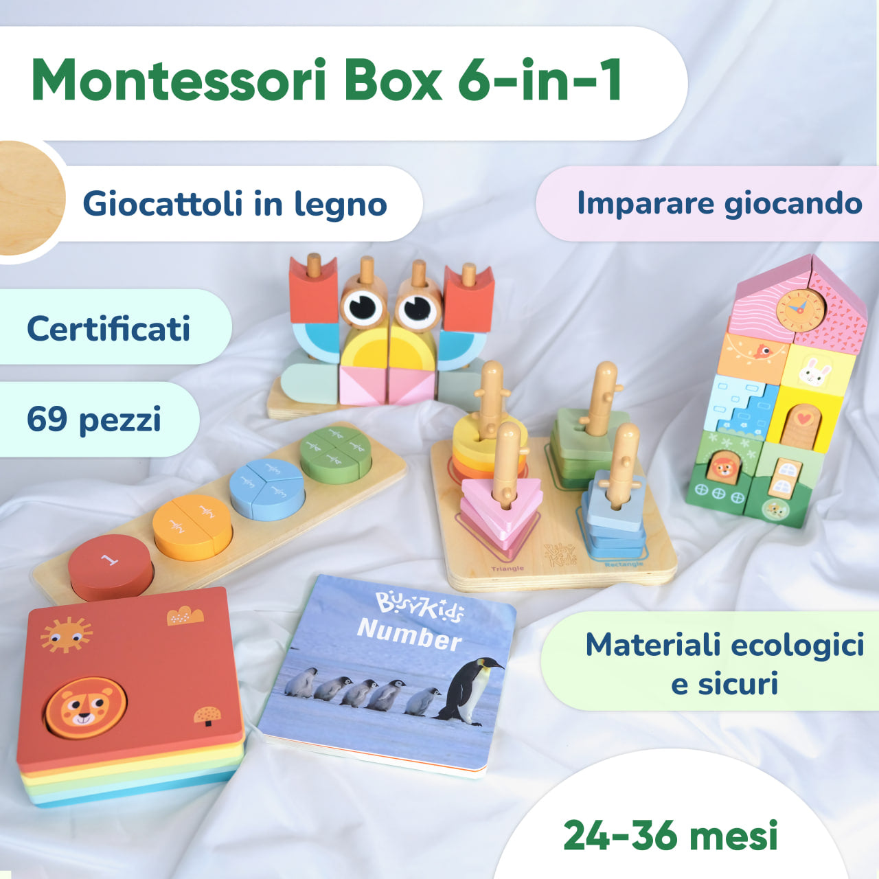 Montessori Busy Book 3-6 Anni | Giocattolo Educativo Numeri E Lettere | Gioco In Carta Resistente Per Bambini E Bambine | Regalo Di Natale