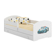 Letto per bambini LUK-ONE con barriera di protezione e cassetto contenitore