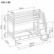Letto a castello in legno BusyKids HAPPY per 3 persone con scala contenitore