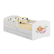 Letto per bambini LUK-ONE con barriera di protezione e cassetto contenitore