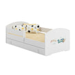 Letto per bambini LUK-ONE con barriera di protezione e cassetto contenitore