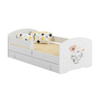 Letto per bambini LUK-ONE con barriera di protezione e cassetto contenitore